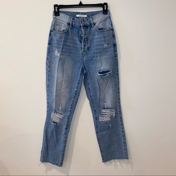 Pacsun womens high rise straight leg distressed button fly jeans size 26 - Picture 1 of 5
